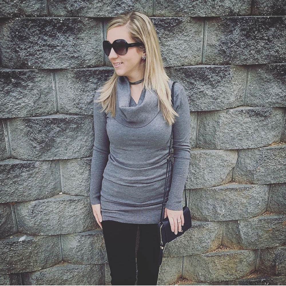Grey Cowl Neck Sweater